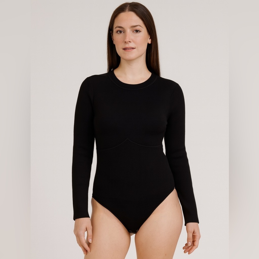 NWT Abercrombie & Fitch Black Sweater Knit Stretch Bodysuit XL